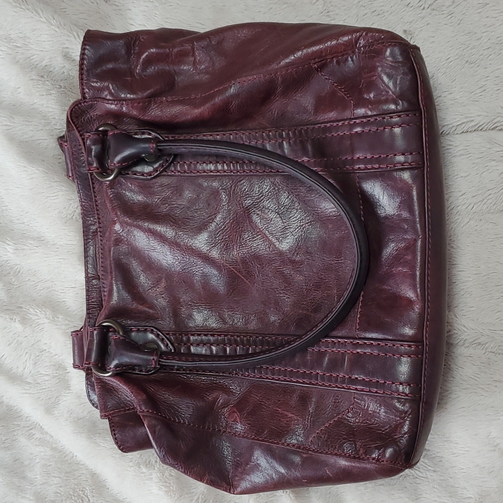 Frye Melissa Tote Wine Leather Plum color